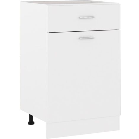 Vidaxl – Armoire de plancher à tiroir blanc 50x46x81,5cm – Matériau aggloméré – 1 tiroir et 2 étagères – Fixation murale incluse