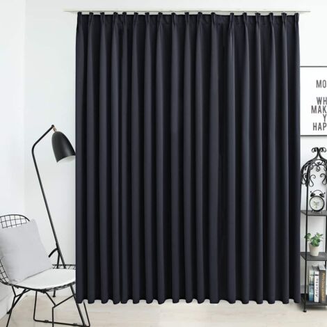 Vidaxl – Rideau occultant noir 290x245 cm – 100 % polyester – Avec crochets métalliques pour montage facile – Excellente intimité et blocage lumière