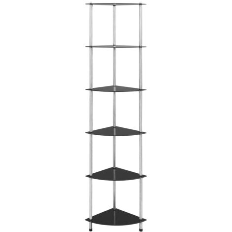 Étagère à 6 niveaux Noir 30x30x160 cm Verre trempé vidaXL