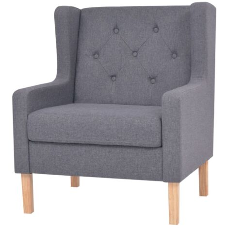 Vidaxl – Fauteuil relax gris en tissu polyester – Rembourrage mousse pour confort – Cadre en bois massif – Dimensions 76x68x90 cm