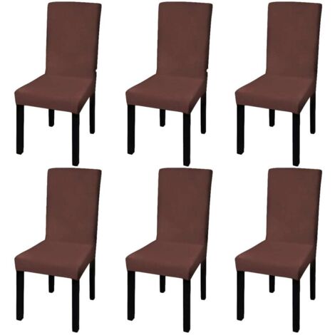 Vidaxl – Housse de chaise extensible 6 pcs marron – Polyester 90% – Lavable à 40° C – Hauteur dossier 46-55 cm – Largeur dossier 38-45 cm