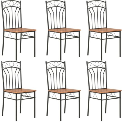 Vidaxl – Lot de 6 chaises scandinaves marron MDF – Cadre en acier – Hauteur d'assise 44 cm – Dimensions 40 x 48 x 86 cm
