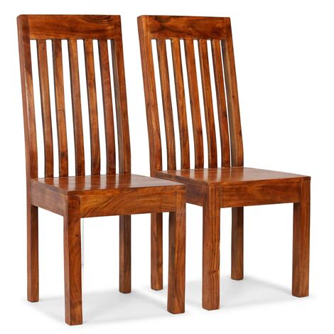vidaXL Dining Chairs 2 pcs Solid Wood with Honey Finish Modern (1/5)