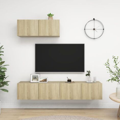 Meubles TV 3 pcs Chêne sonoma Bois d'ingénierie vidaXL