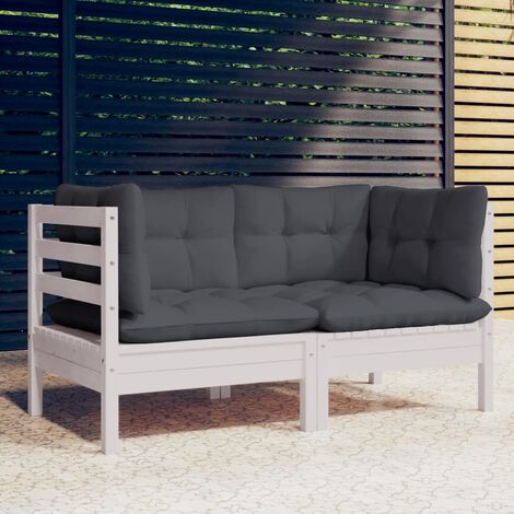 vidaXL 2-Seater Garden Sofa with Anthracite Cushions Solid Pinewood (806647) (1/5)
