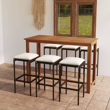 Ensemble de bar de jardin avec coussins 7 pcs Marron vidaXL