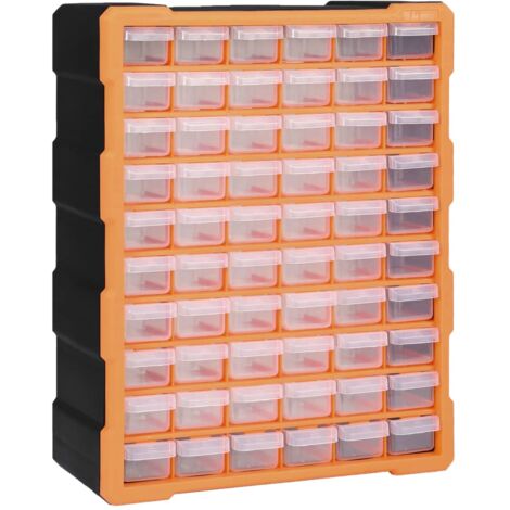 Vidaxl – Organisateur multi-tiroirs 60 tiroirs – Dimensions 38x16x47,5 cm – Plastique résistant aux chocs – Tiroirs transparents pour rangement efficace