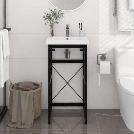 Cadre de lavabo de salle de bain Noir 40x38x83 cm Fer vidaXL