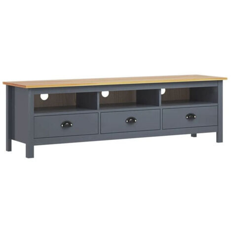 vidaXL TV Cabinet "Hill" Grey 158x40x47 cm Solid Pine Wood (1/5)