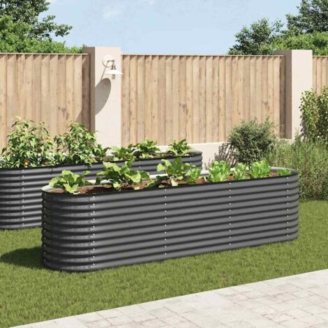 Vidaxl – Lit surélevé de jardin 320x80x81 cm – Acier galvanisé gris – Résistant aux intempéries – Montage rapide par vis et écrous (1/10)