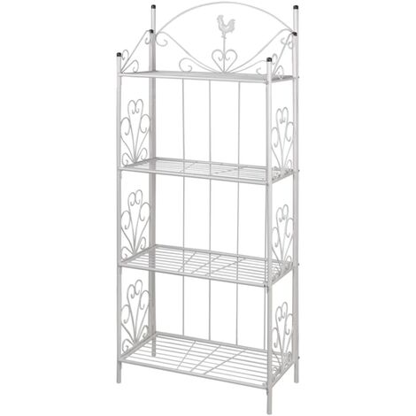 Vidaxl – Support pour plantes 4 étagères en acier blanc – Dimensions 61,5 x 33 x 153 cm – Pour décoration jardin, patio, terrasse