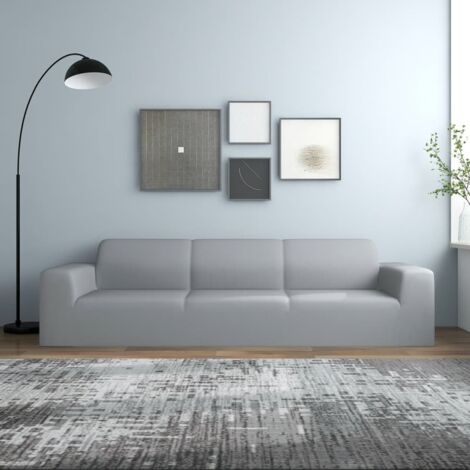 Vidaxl – Housse extensible de canapé 4 places – Gris jersey 100% polyester – Convient aux canapés de 235 à 300 cm de large – Facile à installer et à nettoyer