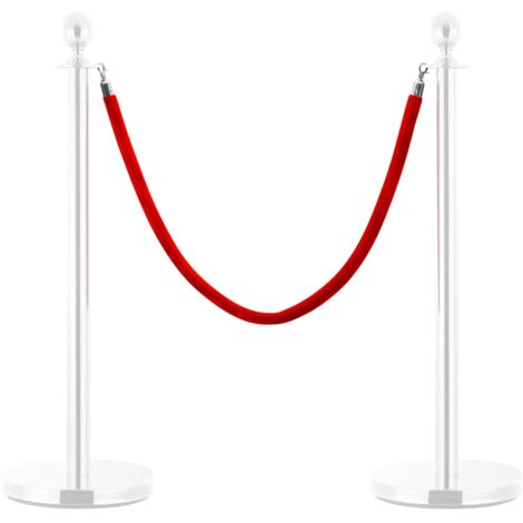 vidaXL Stanchion Stand Rope Red and Silver Velvet