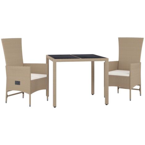 Ensemble à manger de jardin et coussins 3 pcs Beige poly rotin vidaXL (1/5)