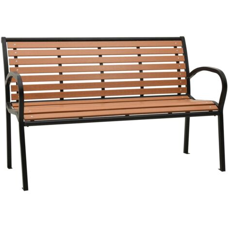 Banc de jardin Noir et marron 116 cm Acier et WPC (1/5)