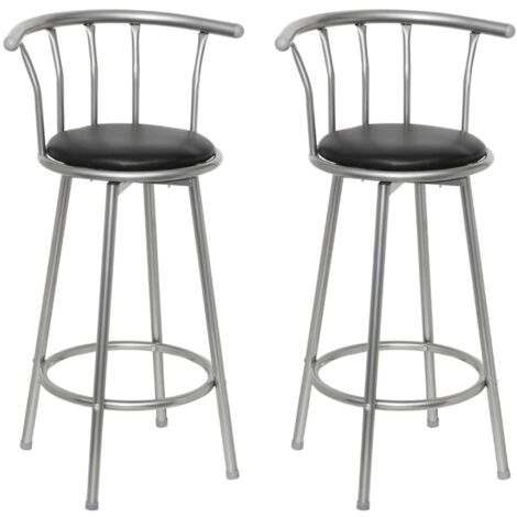 Vidaxl – Tabourets de bar 2 pcs – Hauteur d'assise 75 cm – Similicuir noir – Construction en acier robuste – Conception ergonomique pour confort (1/5)