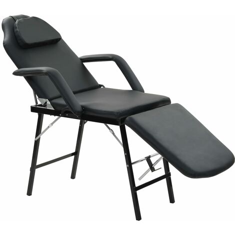vidaXL Fauteuil de massage pour traitement facial Simili-cuir Noir