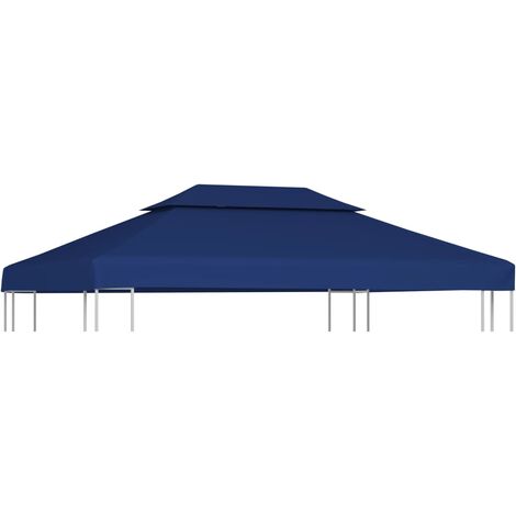 Toile supérieure de belvédère 2 niveaux 310 g/m² 4x3 m Bleu vidaXL