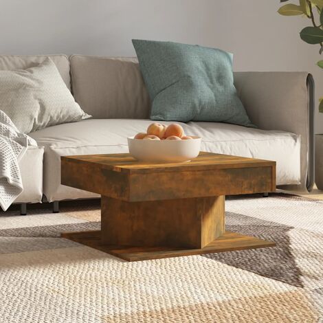 Vidaxl – Table basse fixe chêne fumé 57x57x30 cm – Bois d'ingénierie – Surface lisse et imperméable – Assemblage requis