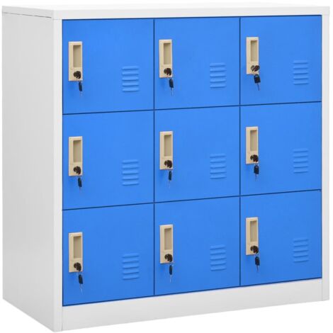 Vidaxl – Armoire à casiers en acier gris clair et bleu 90x45x92,5 cm – Design moderne avec serrure – Rangement pour bureau et école