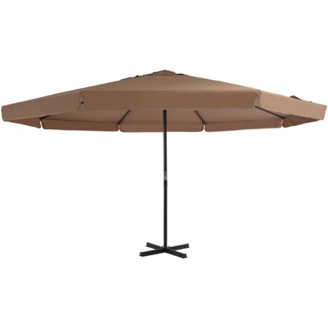 Parasol d'extérieur avec poteau en aluminium 500 cm Taupe vidaXL (1/7)