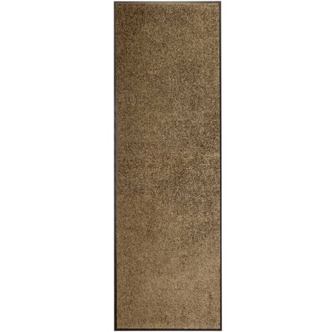 Vidaxl – Paillasson lavable marron 60x180 cm – Support PVC antidérapant – Absorption efficace 2,5 L/m² – Lavable en machine