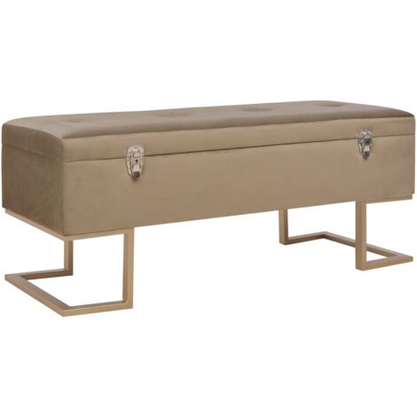 Banc avec compartiment de rangement 105 cm Beige Velours