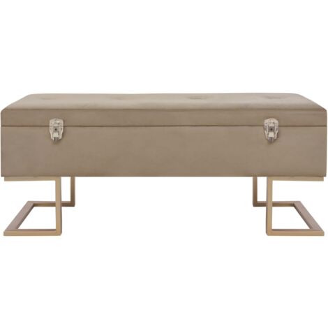 Banc avec compartiment de rangement 105 cm Beige Velours