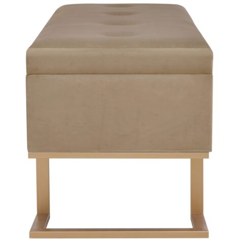Banc avec compartiment de rangement 105 cm Beige Velours