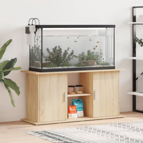 Vidaxl – Support d'aquarium en bois d'ingénierie chêne sonoma 121x41x58 cm – Résistant à l'humidité – Grand espace de rangement – Assemblage requis