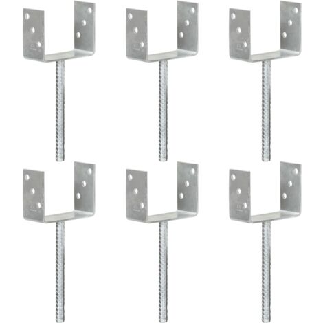 Piquets de clôture 6 pcs Argenté 12x6x30 cm Acier galvanisé vidaXL