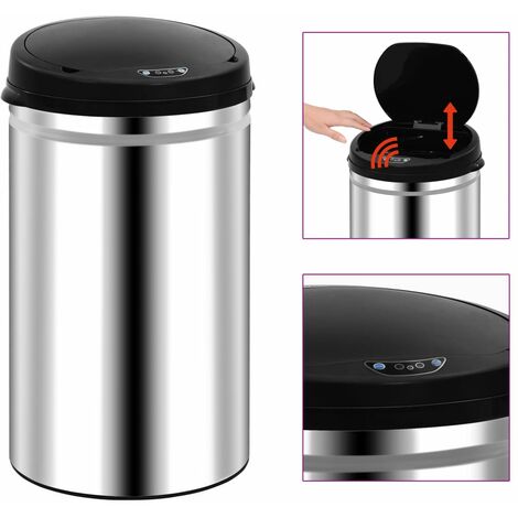 vidaXL Automatic Sensor Dustbin 40 L Stainless Steel