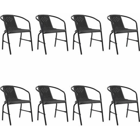 vidaXL Garden Chairs 8 pcs Plastic Rattan and Steel 110 kg (4x312494) (1/5)