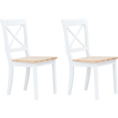 Vidaxl – Lot de 2 chaises à manger en bois d'hévéa massif – Finition polie et laquée – Confort ergonomique – Dimensions 45,5 x 52 x 90 cm (1/8)
