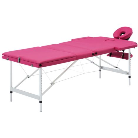 Table de massage pliable，Lit de Massage 3 zones Aluminium Rose vidaXL
