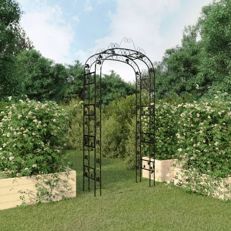 Vidaxl – Arche de jardin noire 116x45x240 cm – Acier enduit de poudre résistant aux intempéries – Support pour plantes grimpantes - vidaXL43038
