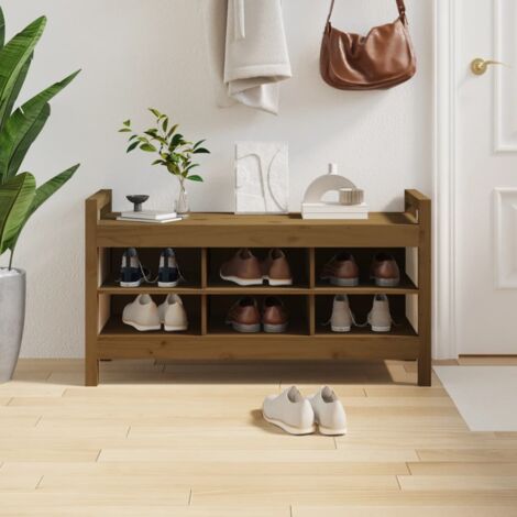 Banc d'entrée Marron miel 110x40x60 cm Bois de pin massif vidaXL