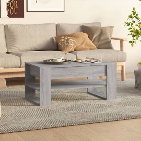 Vidaxl – Table basse fixe 102x55x45 cm en bois d'ingénierie – Surface lisse et résistante à l'humidité – Grand espace de rangement pour livres et objets