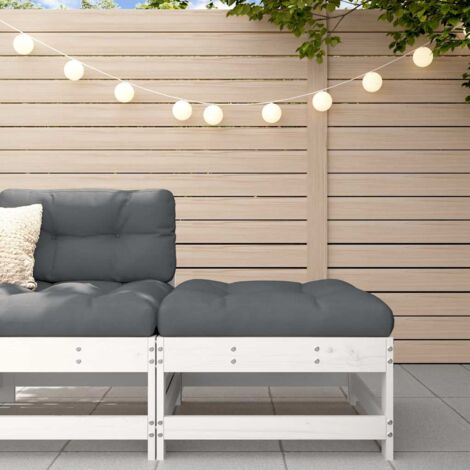 Repose-pied de jardin avec coussin blanc bois de pin massif vidaXL