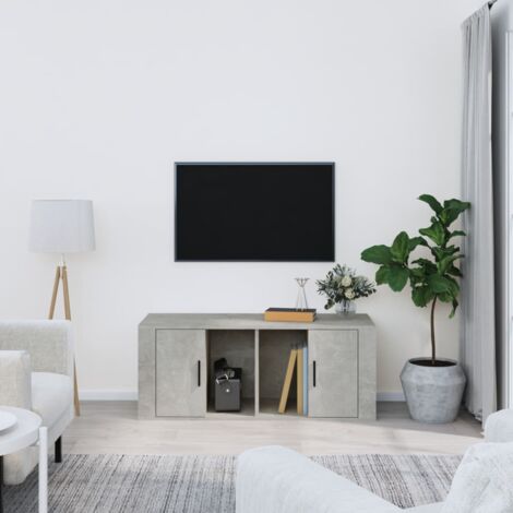 Meuble TV Gris béton 100x35x40 cm Bois d'ingénierie vidaXL (1/5)