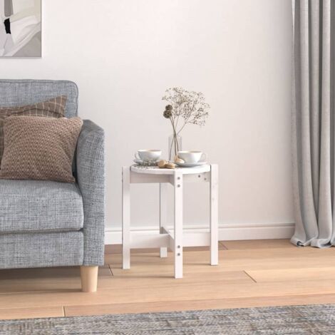 vidaXL Coffee Table White Ø 42,5x45 cm Solid Wood Pine (1/5)