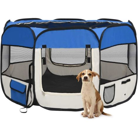 Parc pliable pour chien avec sac de transport Bleu 110x110x58cm vidaXL