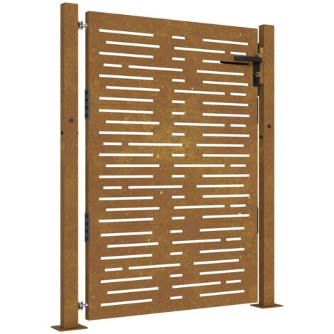 Vidaxl – Portail de jardin 105x130 cm acier corten – Anti-corrosif – Système verrouillable – Installation avec 4 trous de fixation