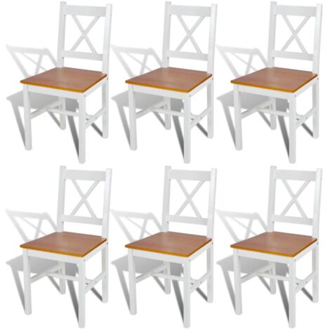 Vidaxl – Lot de 6 chaises scandinaves en bois de pin – Chaises de salle à manger blanches – Dimensions 41,5x45,5x85,5 cm – Confort ergonomique