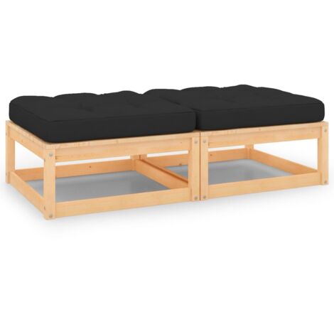 Repose-pieds de jardin avec coussins lot de 2 Pin massif vidaXL