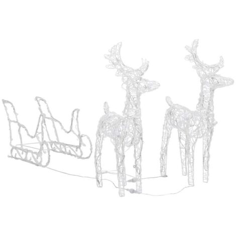 Vidaxl – Décoration de Noël rennes et traîneau 160 LEDs – 130 cm acrylique – Résistant aux intempéries – Câble étanche 5 m