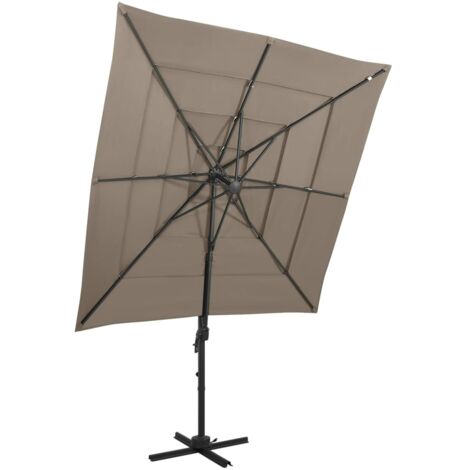 vidaXL 4-Tier Garden Parasol with Aluminium Pole Taupe 250x250 cm (1/5)