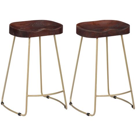 Tabourets de bar Gavin lot de 2 bois de manguier massif vidaXL