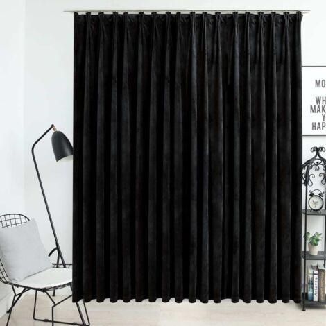 Vidaxl – Rideau occultant velours noir 290x245 cm – Avec crochets métalliques – Bloque la lumière pour un intérieur chaleureux