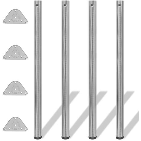 Vidaxl – Lot de 4 pieds de table réglables en hauteur 1100 mm – Fer nickel brossé – Stabilité accrue pour sols inégaux – Assemblage rapide